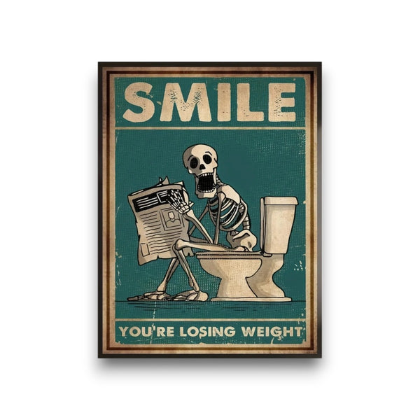 Affiche Vintage Squelette – Poster Humoristique "Smile, You’re Losing Weight"