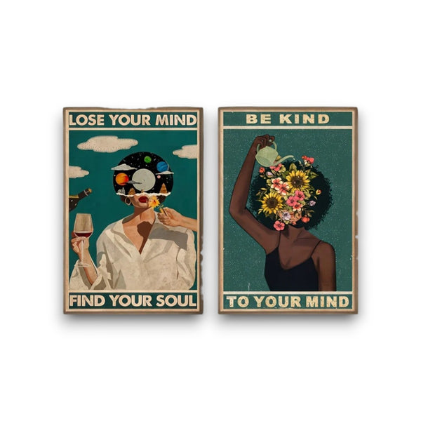 Ensemble de 2 affiches Vintage - "Lose Your Mind, Find Your Soul"